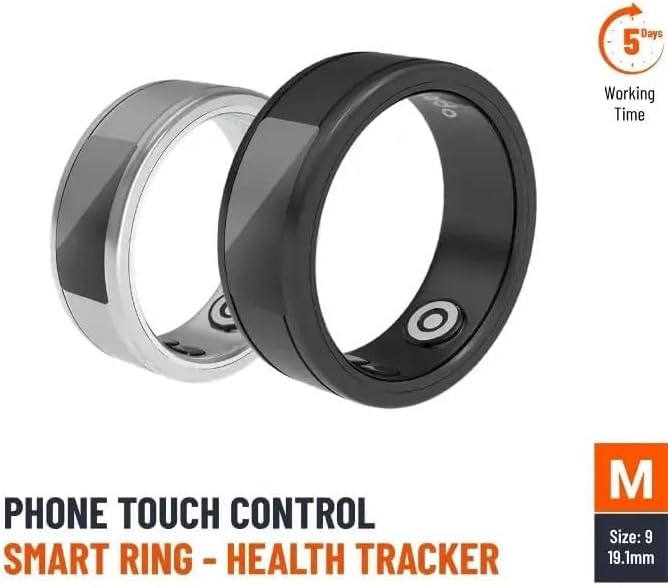 Smart Ring Health Tracker 19.1mm, 5 Days Working Time, Heart Rate & Body Temperature, Daily Fitness, Calorie Counter, Blood Oxygen, Menstrual Cycle Monitor - (Silver)