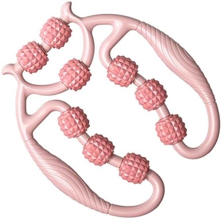 HEEPDD 9 Wheels Muscle Roller, Leg Massager Muscle Relaxation Stretching Roller Foam Roller Deep Tissue Massager for Thigh Arms Leg Waist (Pink)