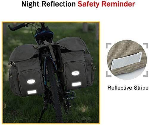 Dreamoon 50L Bike Panniers, Waterproof Bicycle Commuting Bag Saddle Bags with Rain Cover, Bike Rear Seat Bag Carrier with Reflective Trim, Cycling Organizer for Width Less Than 6.3 inches Rack (Green)