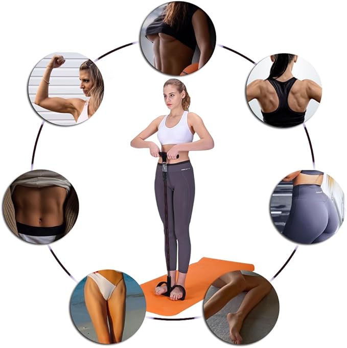 Pedal Resistance Band, 4-Tube Elastic Pull Rope, Sit-up Equipment, Yoga Strap Bodybuilding Expander, Exercise Bands, Fitness Equipment for Abdomen, Waist, Arm, Leg Stretching Slimming Training