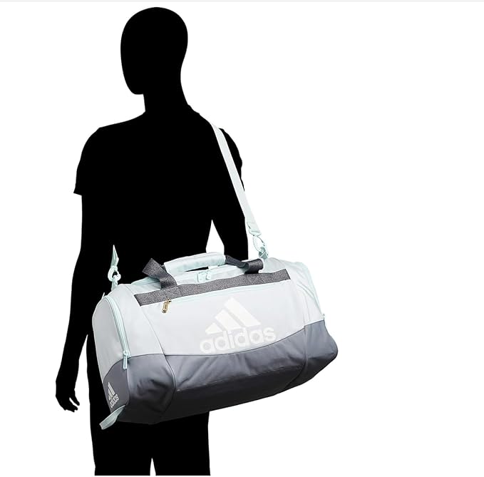 adidas Unisex Defender 4.0 Gym Duffel Bag for Men and Women, Two Tone White-Clear Onix/Linen Green, Small (38L)