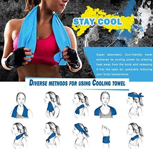 4 Pack Cooling Towels 40" x 12" - Instant Cooling Relief for Golf, Fitness, Camping, Hiking, Yoga, Pilates - Premium Quality, Portable Design