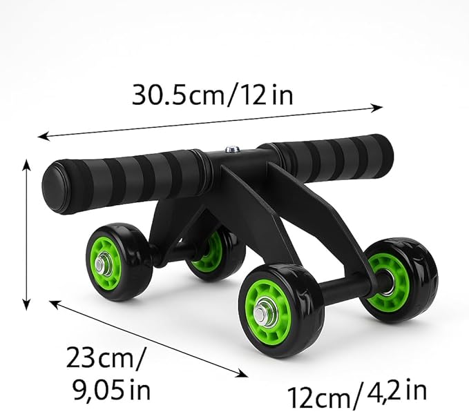 4-Wheel Ab Roller with Knee Pad β Abdominal Exercise Wheel for Core Strength Training, Stable Ab Workout Equipment for Men & Women, Non-Slip Handles, Smooth Bearings, Portable Home Gym Fitness Tool