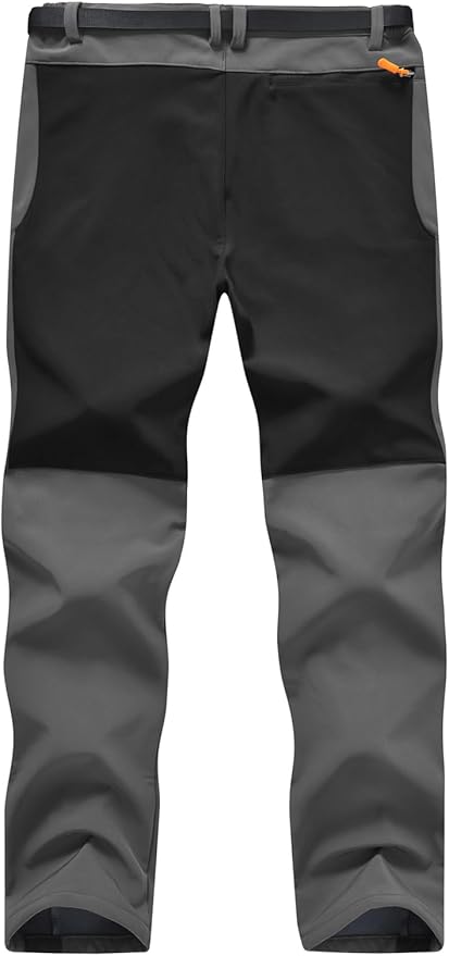 TBMPOY Men's Snow Ski Hiking Pants Waterproof Winter Fleece Lined Pants Camping Skiing Ice Fishing Pants with Belt