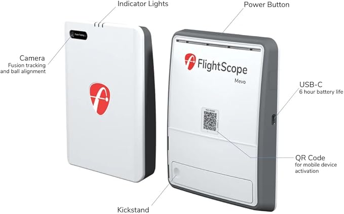 FlightScope Mevo Gen2 Portable Golf Launch Monitor and Simulator with 18 Swing Data Parameters, Front Facing Camera, 8 E6 Simulation Courses with GPS Overview and Shot Tracer | Indoor and Outdoor