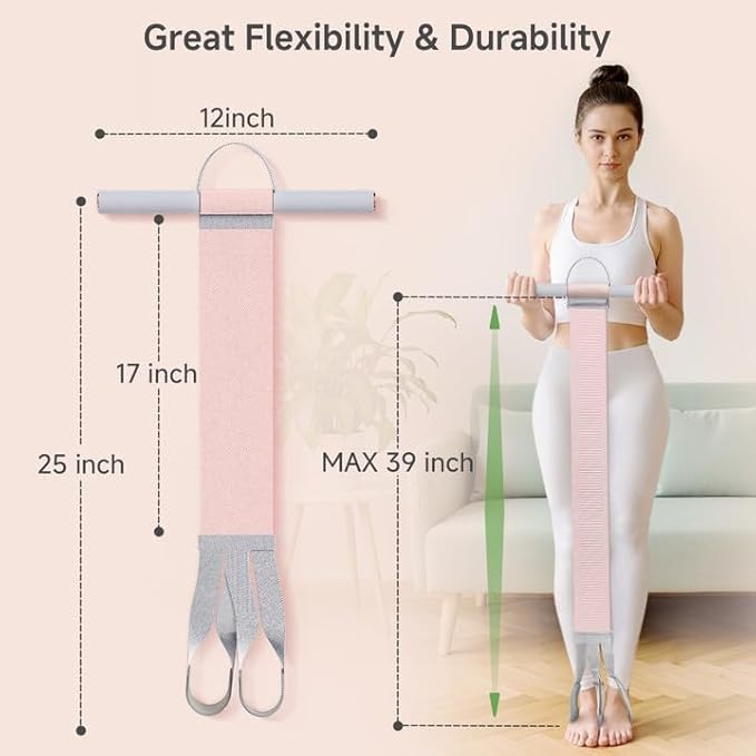 Fabric Resistance Band with Handles, 120lb Full-Body Excercise Band, Non-Slip Elastic Bands for Strength Muscle Training, Stretch Band Workout Equipment for Leg Arm Chest Core Wrist Ankle