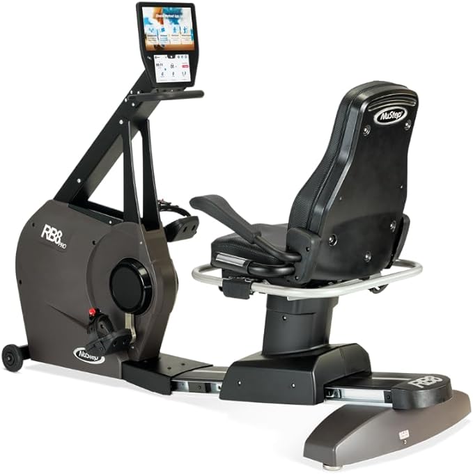 RB8PRO Recumbent Exercise Bike, Gray, Low-Impact Exercise, 360-Degree Swivel Seat, Engaging Programs Including Measuring Imbalances, & Compatible with Free NuStep Wellness App