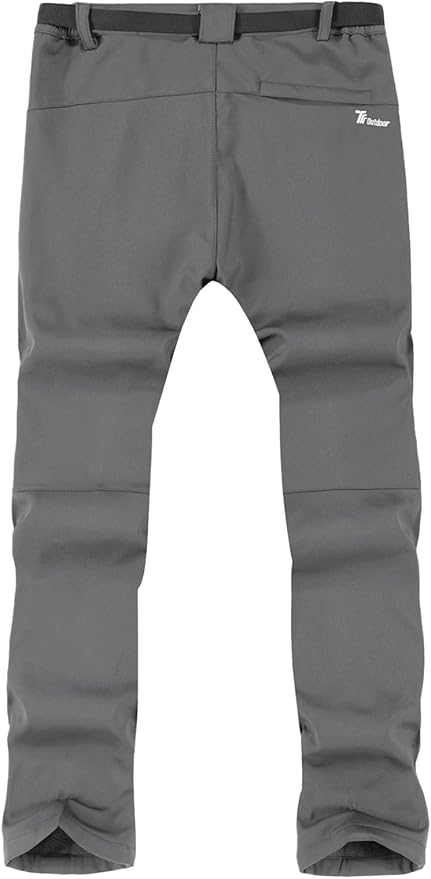 TBMPOY Men's Snow Ski Hiking Pants Waterproof Winter Fleece Lined Pants Camping Skiing Ice Fishing Pants with Belt