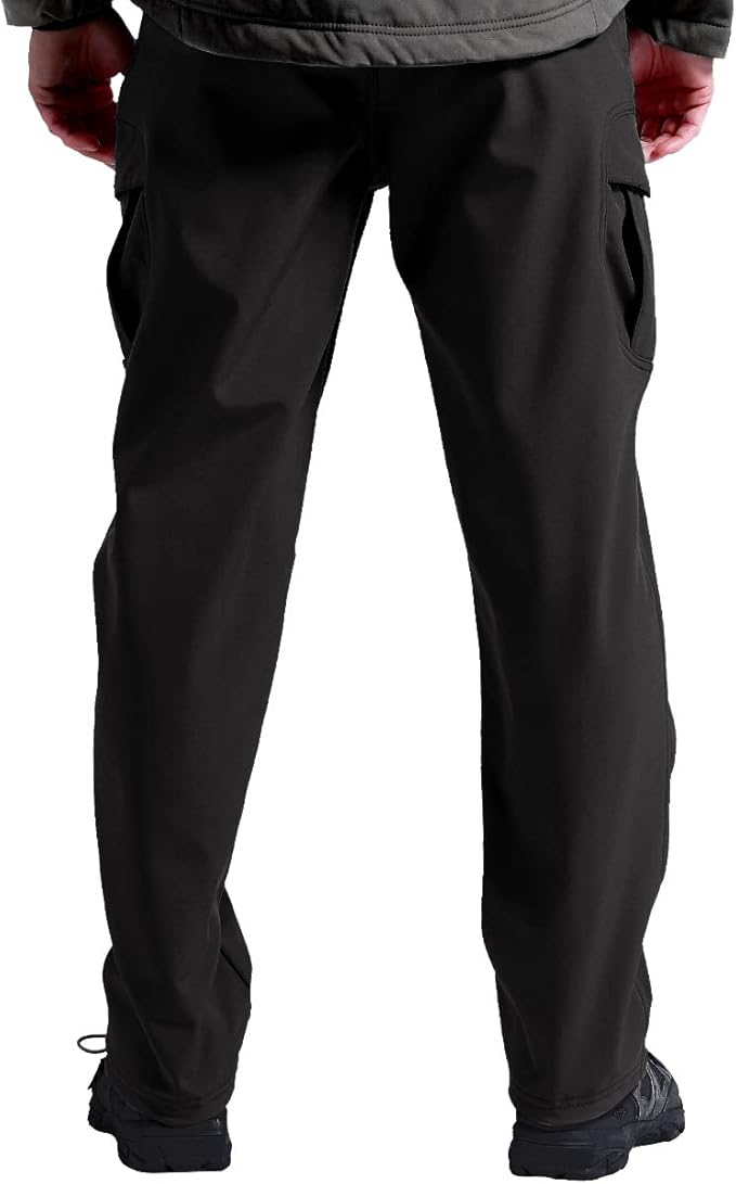 FREE SOLDIER Men's Outdoor Softshell Fleece Lined Cargo Pants Snow Ski Hiking Pants with Belt