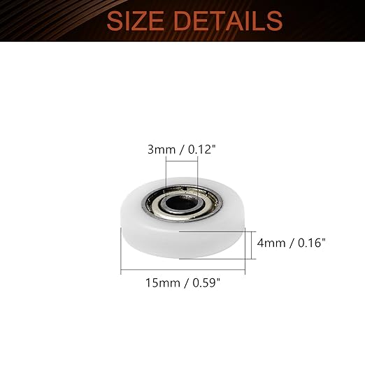 MroMax Roller Idler Bearing Pulley-3 x 15 x 4mm Sliding Conveyor Nylon Wheel with 623ZZ Bearing for Furniture, Hardware Accessories and Mobile Door White 4Pcs