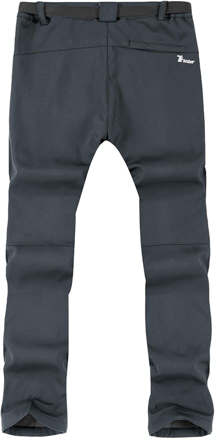 TBMPOY Men's Snow Ski Hiking Pants Waterproof Winter Fleece Lined Pants Camping Skiing Ice Fishing Pants with Belt