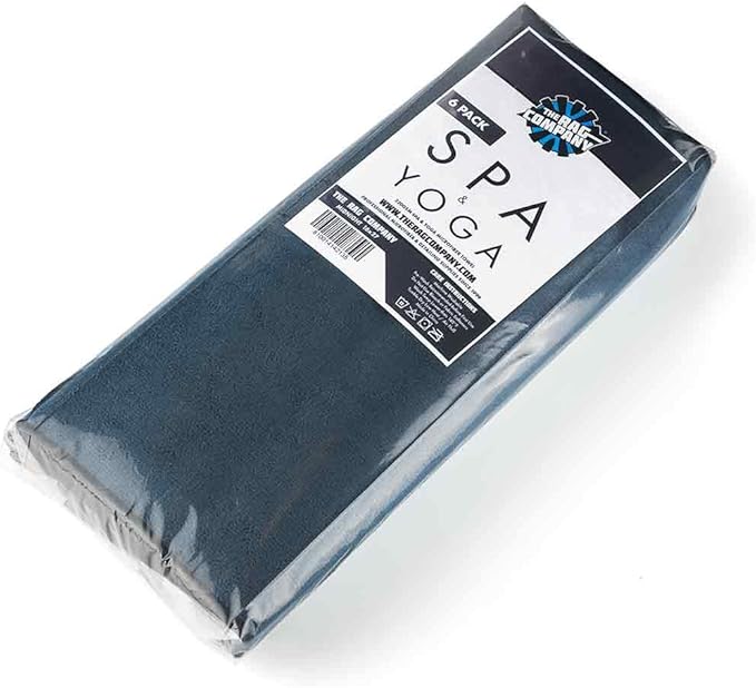 The Rag Company Microfiber Spa and Yoga Towel - Soft and Absorbent Towel for Gym, Spa, Exercise, Hotel, and Resort Use - Dries Fast - 16x27 inches, Midnight, 6-Pack