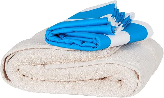Dock & Bay Beach Towel - Quick Dry, Sand Free - Compact, Lightweight - 100% Recycled - Includes Bag - Cabana - Bondi Blue - Large (160x90cm, 63x35)