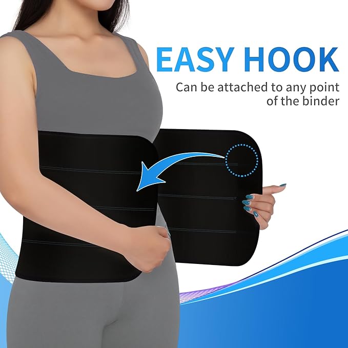 S Abdominal Binder Post Surgery for Men and Women, 12" High Postpartum Tummy Tuck Belt Provides Bariatric Stomach Compression, High Elasticity, Breathable - (60" - 75") 4 PANEL Black
