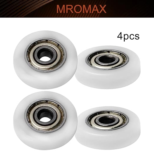 MroMax Roller Idler Bearing Pulley-3 x 15 x 4mm Sliding Conveyor Nylon Wheel with 623ZZ Bearing for Furniture, Hardware Accessories and Mobile Door White 4Pcs