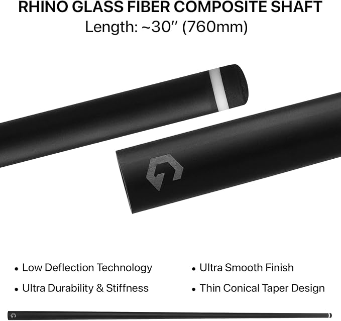 RHINO G-w Series Pool Cue - Amboyna, Bocote, Ebony, Snakewood, Thuya - 3/8-8 Joint - 12.5 mm Tip Diameter
