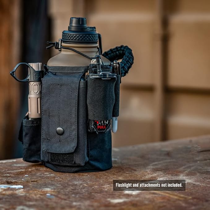 Iron Infidel Battle Bottle - Half Gallon Insulated Water Bottle with Paracord Handle, Large 64 oz Stainless Steel Water Jug with Rugged, Removable Sleeve for Keys, Wallet & Phone (Brown Recluse 2L)