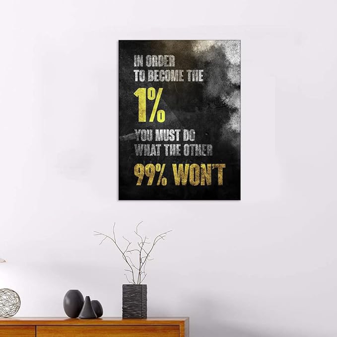 1% Entrepreneur Motivational Canvas Wall Art -Inspirational Office Wall Art Poster Quotes - Canvas Artwork Picture Print Framed for Home Office Bathroom Bedroom Wall Decor-16 x20