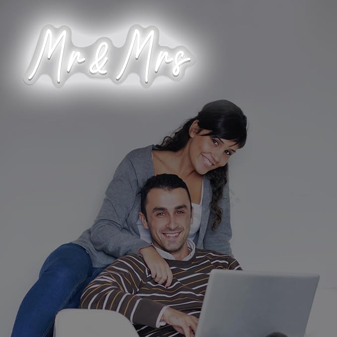 Mr and Mrs Neon Sign for Wedding Dimmable Mr Mrs Neon Signs Led Neon Sign for Party Neon Light Sign Mr & Mrs Sign for Anniversary Valentine's Day Wall Decor Gift 16.54 "X4.72"