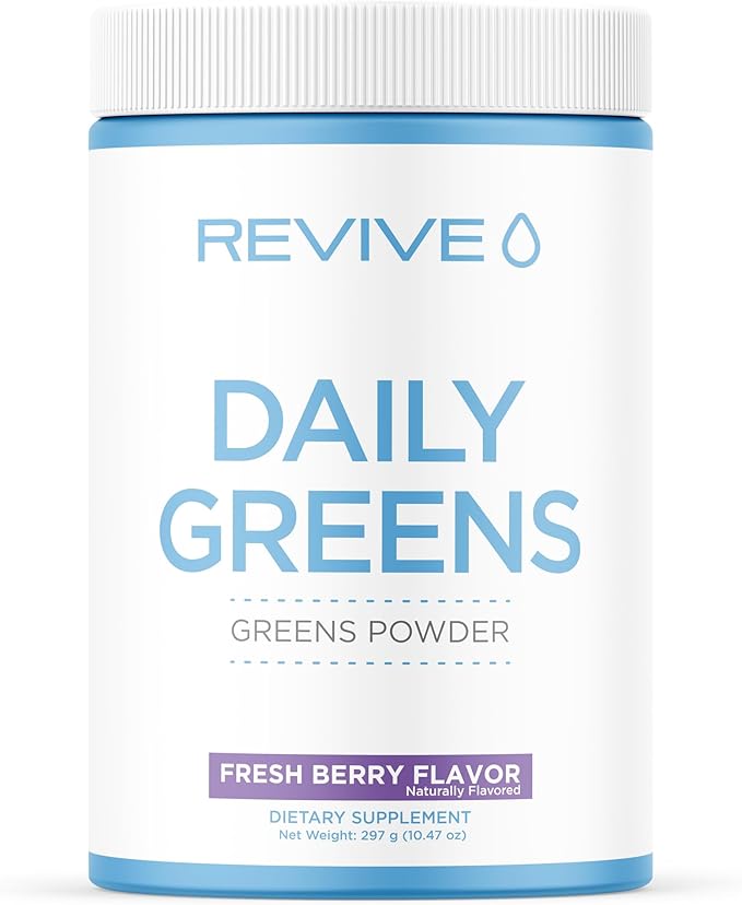 Revive MD Daily Green Powder Superfood (Fresh Berry) - Supergreens Powder to Support Energy Levels - Green Juice That Improves Fiber Intake - Vegetable Supports Digestion and Gut Health