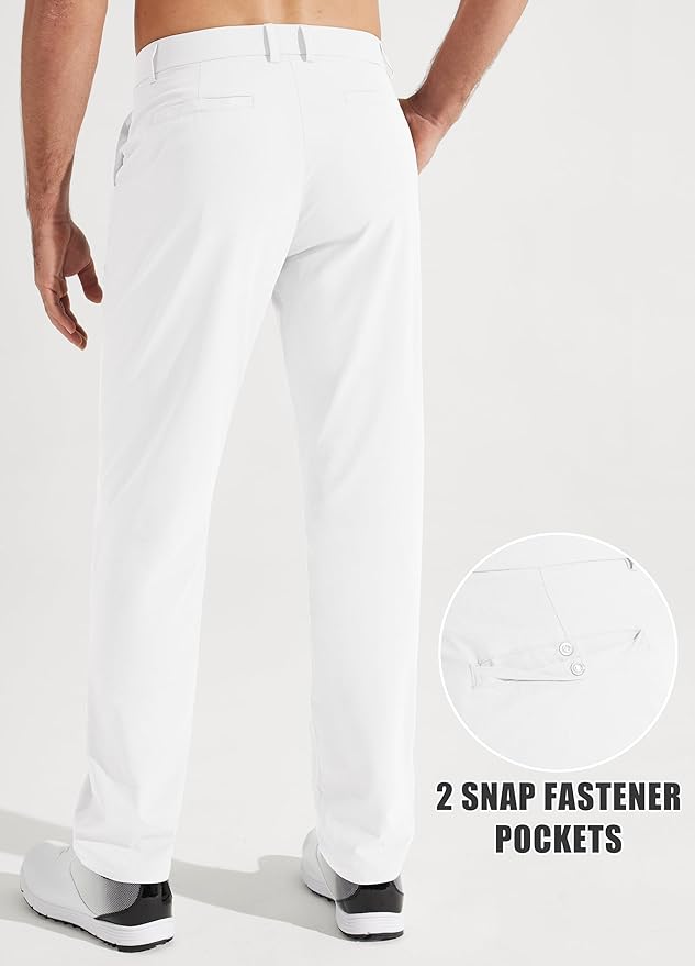 Libin Mens Golf Pants Stretch Work Dress Pants 30"/32"/34" Quick Dry Lightweight Casual Comfy Trousers with Pockets