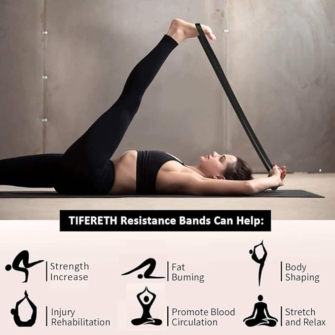 Resistance Bands Set with Carrying Bag, 4 Color-Coded Pull Up Assistance Bands for Exercise, Workout, Fitness