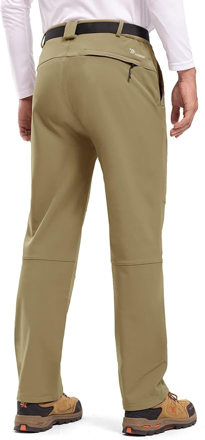 TBMPOY Men's Snow Ski Hiking Pants Waterproof Winter Fleece Lined Pants Camping Skiing Ice Fishing Pants with Belt