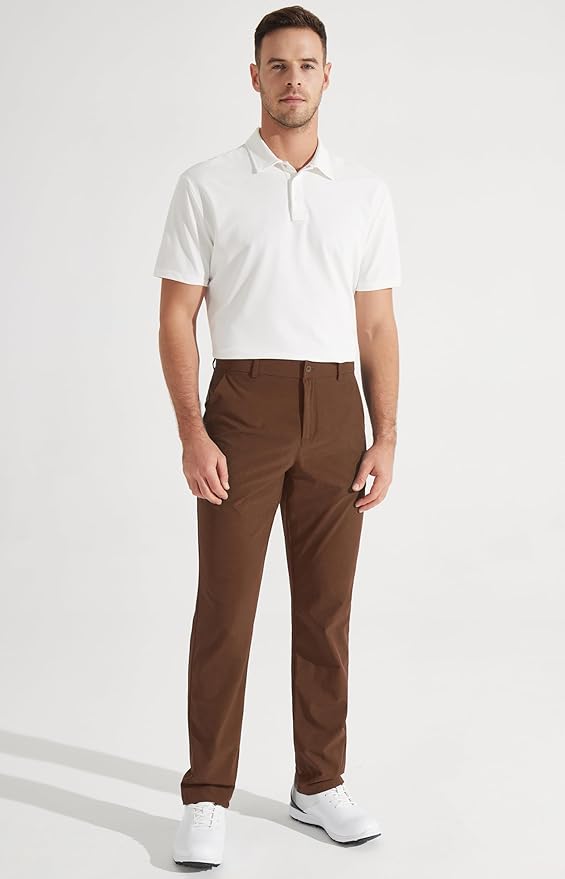 Libin Mens Golf Pants Stretch Work Dress Pants 30"/32"/34" Quick Dry Lightweight Casual Comfy Trousers with Pockets