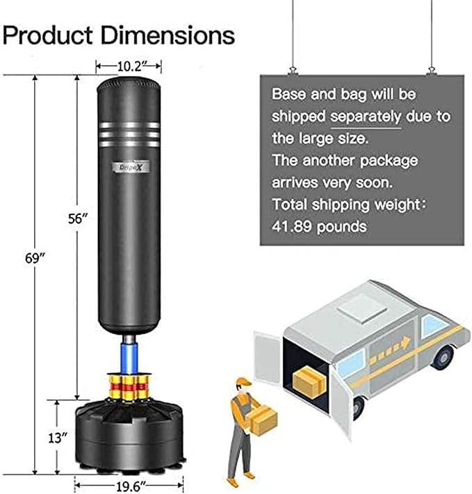 Dripex Freestanding Punching Bag, Heavy Boxing Bag with Stand for Adult Youth - Men Standing Boxing Punch Bag for Home Gym Workout