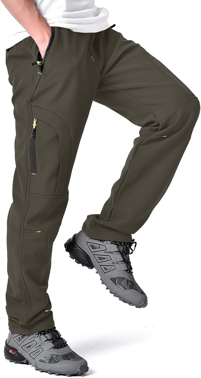 Toomett Men's hiking Snow Pants Skiing Winter Insulated Fleece lined Outdoor Water Repellent camping,walking,fishing