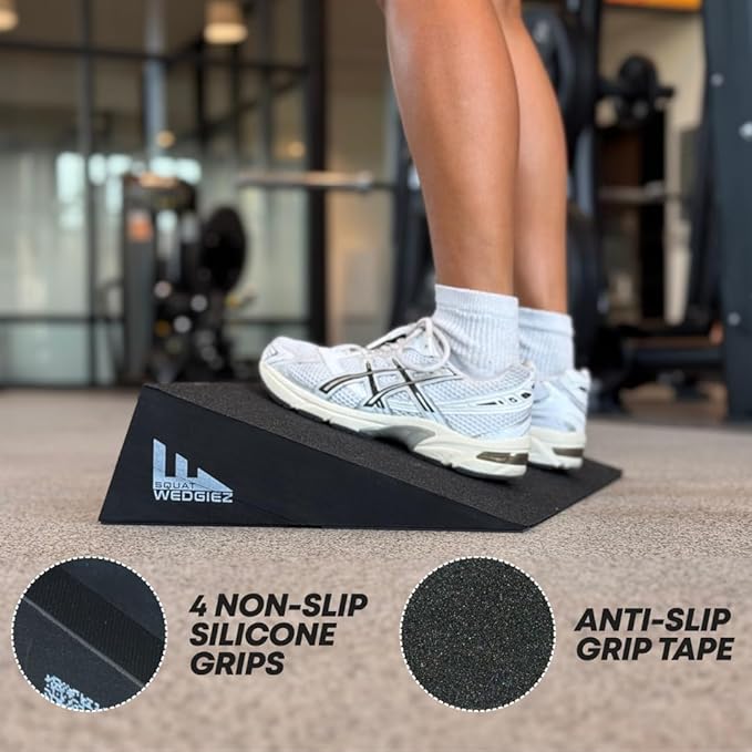 SquatWedgiez Extra Wide 20° Slant Board – Heavy Duty 1000 lb Capacity, Anti-Slip Squat Wedge for Knees Over Toes Training, Heel Elevated Squats & Calf Stretching