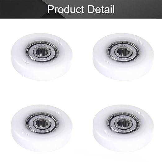 MroMax Roller Idler Bearing Pulley-6 x 33 x 7mm Sliding Conveyor Nylon Wheel with 626ZZ Bearing for Furniture, Hardware Accessories and Mobile Door White 4Pcs