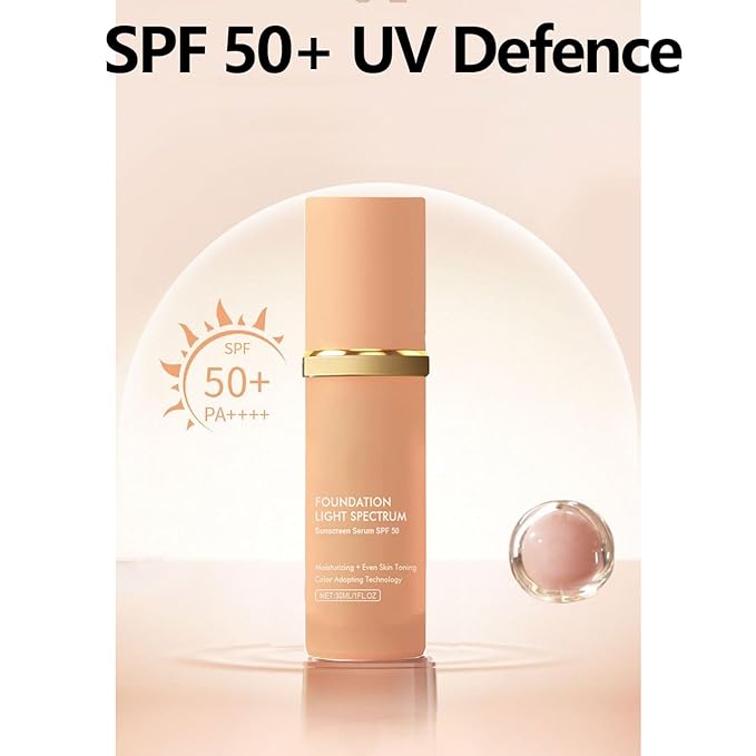 2 Pack Bio Foundation 4 in 1 Light Spectrum, Anti-Wrinkle Color Changing Full Coverage Concealer Foundation, SPF50+ Long-Wearing & Waterproof for Sport, Dancing, Outside-30ML