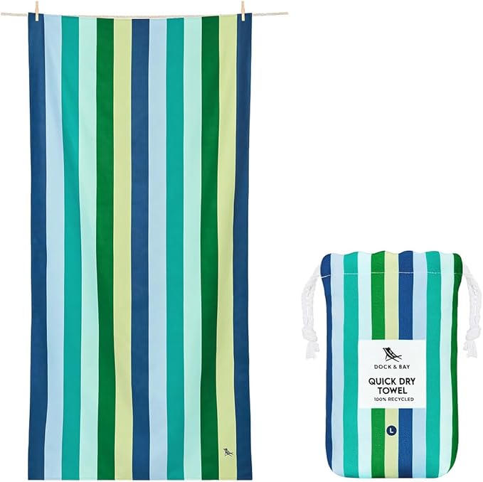 Dock & Bay Beach Towel - Quick Dry, Sand Free - Compact, Lightweight - 100% Recycled - Includes Bag - Rainbow Shores - Set of 4 - Large (160x90cm, 63x35)