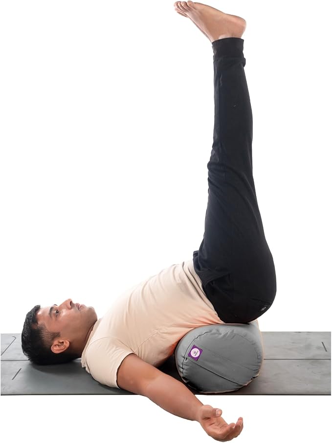 Yogikuti Iyengar Yoga Bolster for Restorative Yoga and Meditation – Lightweight Cotton Support Pillow with Handle for Easy Carry, Versatile for Pose Modification, Balance, Back Relief, and Relaxation