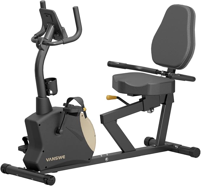 VANSWE Recumbent Exercise Bike, Recumbent Stationary Bikes for Home 400 LBS Weight Capacity, Exercise Bike for Home Seniors with Smart App and Bluetooth Connectivity, LED Display, Pulse Handle