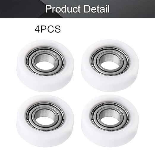 MroMax Roller Idler Bearing Pulley-8 x 22 x 7mm Sliding Conveyor Nylon Wheel with 688ZZ Bearing for Furniture, Hardware Accessories and Mobile Door White 4Pcs