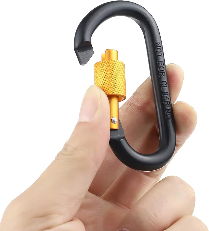 10 Pack Aluminum D Ring Key Rings Hiking Clips Locking Carabiner for Hiking Camping Fishing and Outdoor Use,Clips with Screw Gate Multicolored