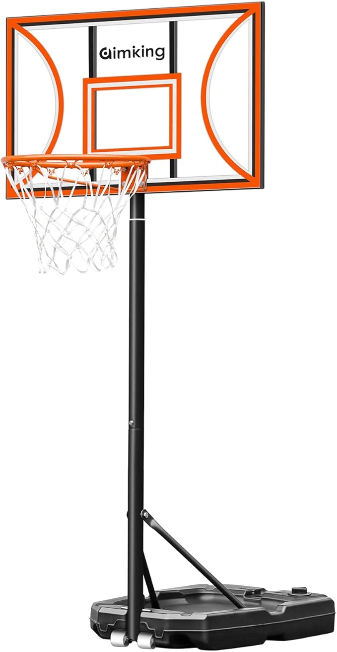 Aimking Basketball Hoop Outdoor 3.3-10FT 5s-Rapid-Adjustable, 40/44 inch Shatterproof Backboard & Enlarged Base, Portable Basketball Hoop & Goal for Kids/Adults/Families in Poolside/Backyard/Indoor