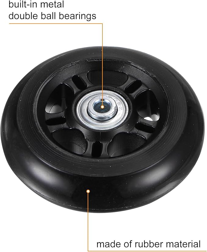 uxcell Replacement Luggage Wheels 84x24mm Suitcase Wheel Repair Kits Include 2 PU Bearing Wheels & Washers, Wrenches & Axle Screw for Trolley Bag, Inline Skate and Caster Board