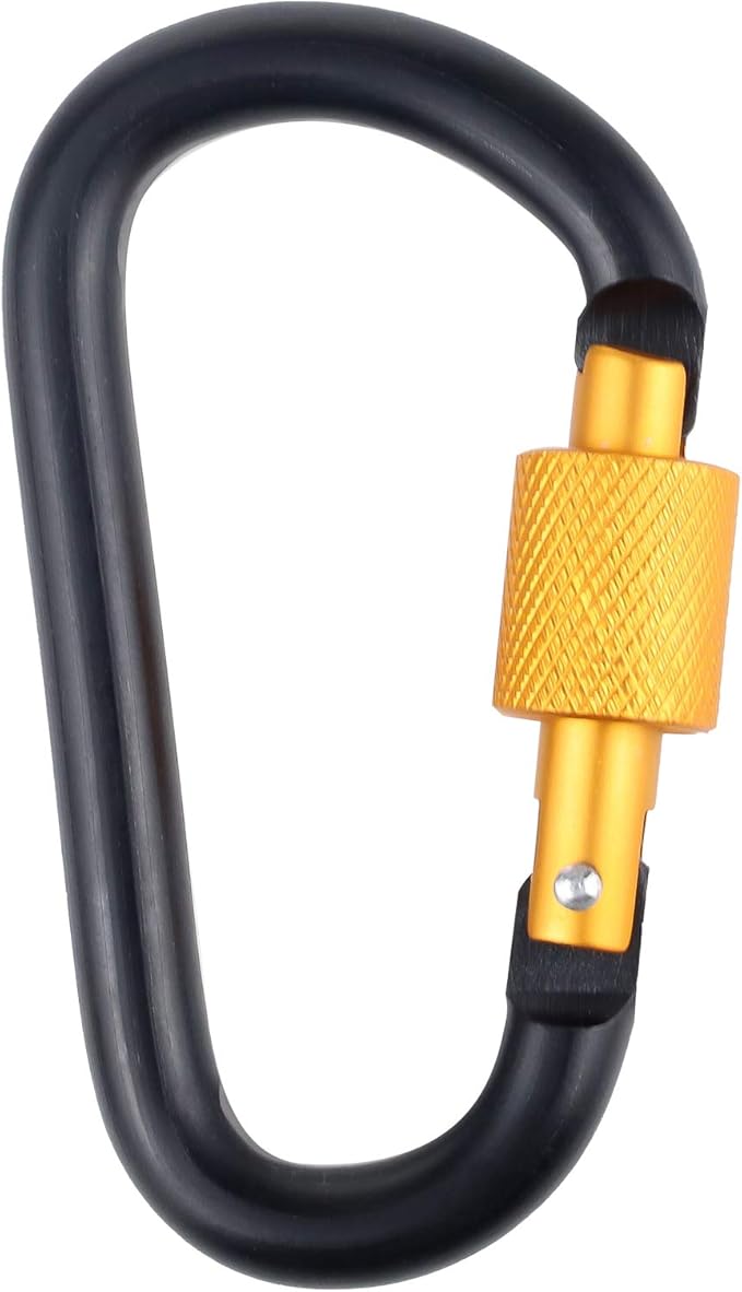 10 Pack Aluminum D Ring Key Rings Hiking Clips Locking Carabiner for Hiking Camping Fishing and Outdoor Use,Clips with Screw Gate Multicolored