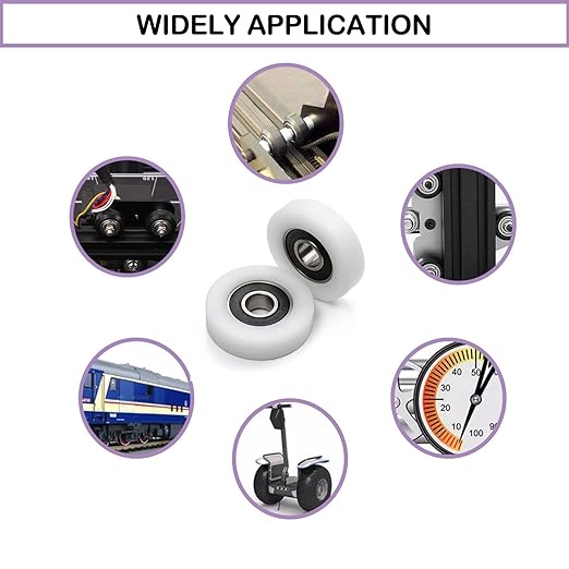 MroMax Roller Idler Bearing Pulley-8 x 32 x 12mm Sliding Conveyor Nylon Wheel with 608Z Bearing for Furniture, Hardware Accessories and Mobile Door White 4Pcs