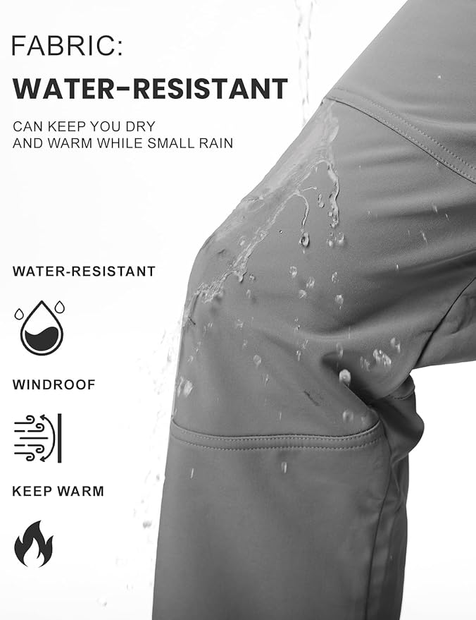 TBMPOY Men's Snow Ski Hiking Pants Waterproof Winter Fleece Lined Pants Camping Skiing Ice Fishing Pants with Belt