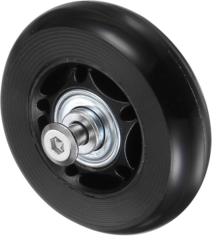 uxcell Replacement Luggage Wheels 60x18mm Suitcase Wheel Repair Kits Include 2 PU Bearing Wheels & Washers, Wrenches & Axle Screw for Trolley Bag, Inline Skate and Caster Board