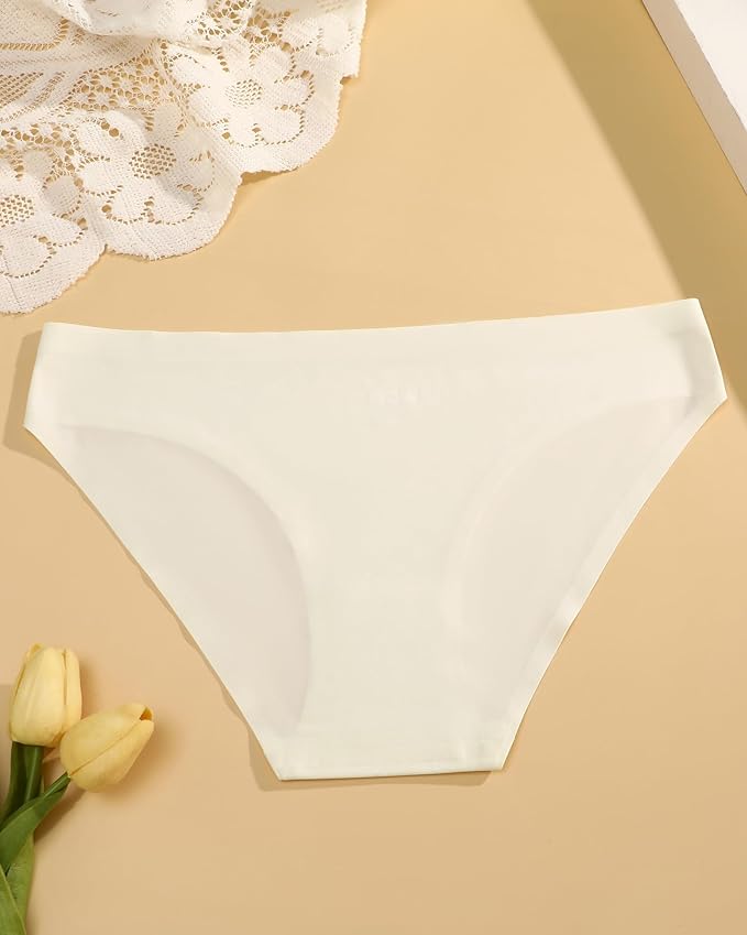 FINETOO 6 Pack Women’s Seamless Hipster Underwear No Show Panties Invisibles Briefs Soft Stretch Bikini Underwears XS-XL
