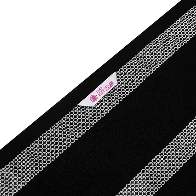 CASA COPENHAGEN Solitaire Towels, 4 Pieces Bath Towel Set- Black, 600 GSM Designed in Denmark Made of Soft Egyptian Cotton for Bathroom, Kitchen & Shower