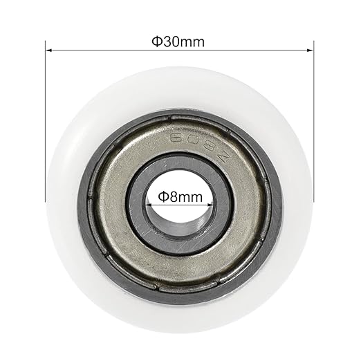 uxcell Ball Bearing Guide Pulley Roller Round Wheel 8x30x8.5mm Double Metal Shielded (GCr15) Chrome Steel Bearings 2pcs