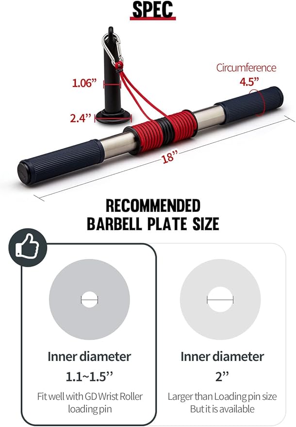 GD Wrist Roller V (Red line) Wrist exerciser, wrist forearm blaster, forearm trainer, Hand strengthener Forearm roller