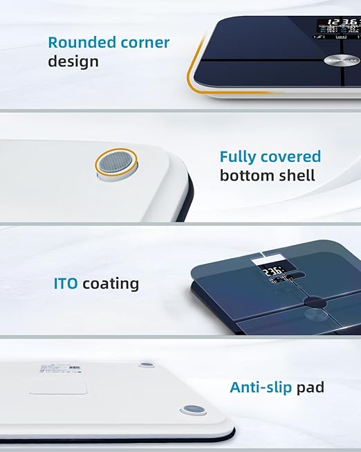 Lepulse Body Fat Scale, Scale with Bmi, Body Fat, Muscle Mass, Digital Bathroom Scale Body Composition Monitor, 14.2" Big Platform, No Need Mobile Phone Or App, 400lb