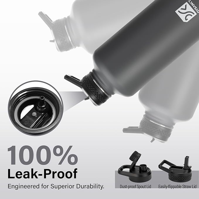 Insulated Water Bottle | Thickened Stainless Steel for Gym and Hiking with Straw, Carrier Bag, Handle Strap | BPA-Free 87 oz